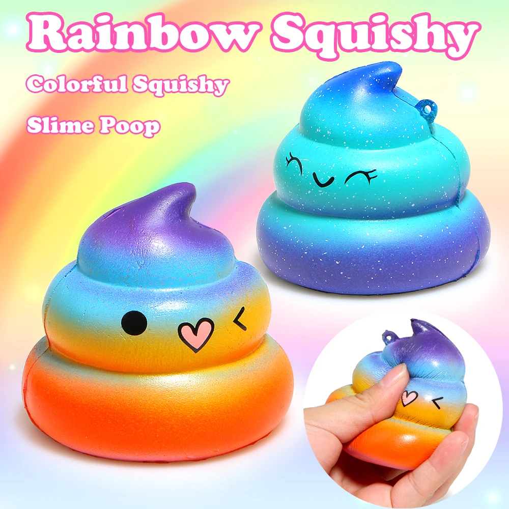 Rainbow Soft Squishy Colorful Slime Poop Slow Rising Cream Scented Original Package Squeeze Toy ...