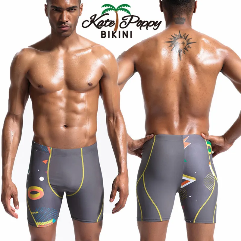 

2018 Swimming Compression Shorts Floral Printed Men Swim Trunks Boxer Surfing Pants Elastic Beachwear