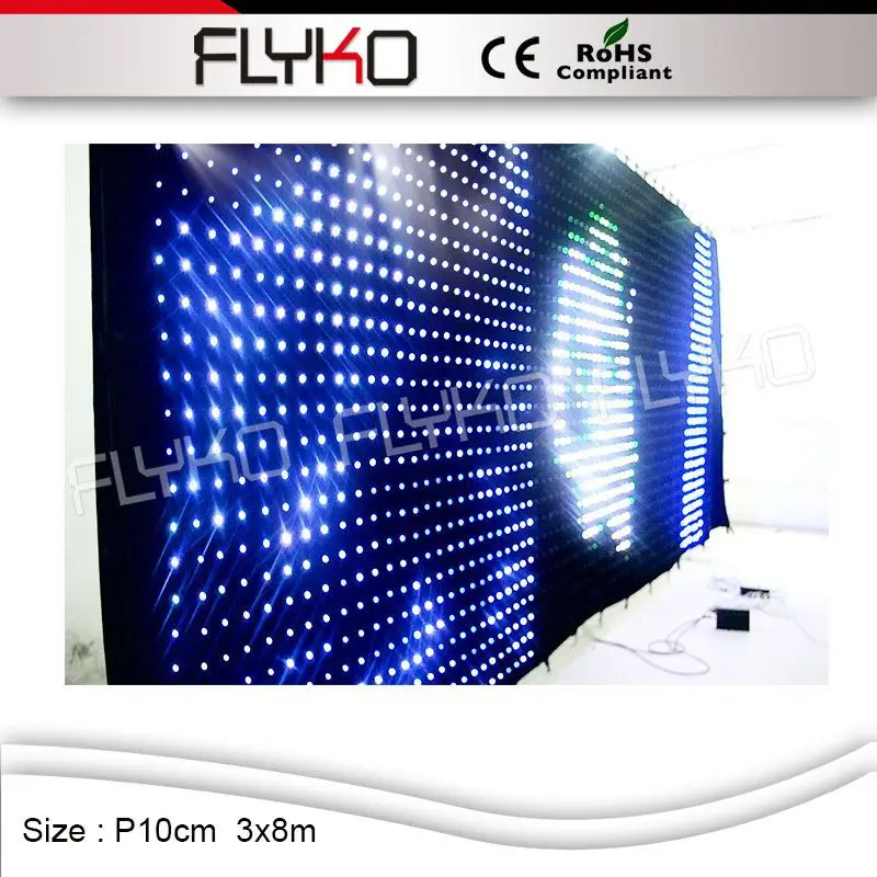 

Flyko stage 3mx8m background stage lighting LED video curtain christmas curtain led display