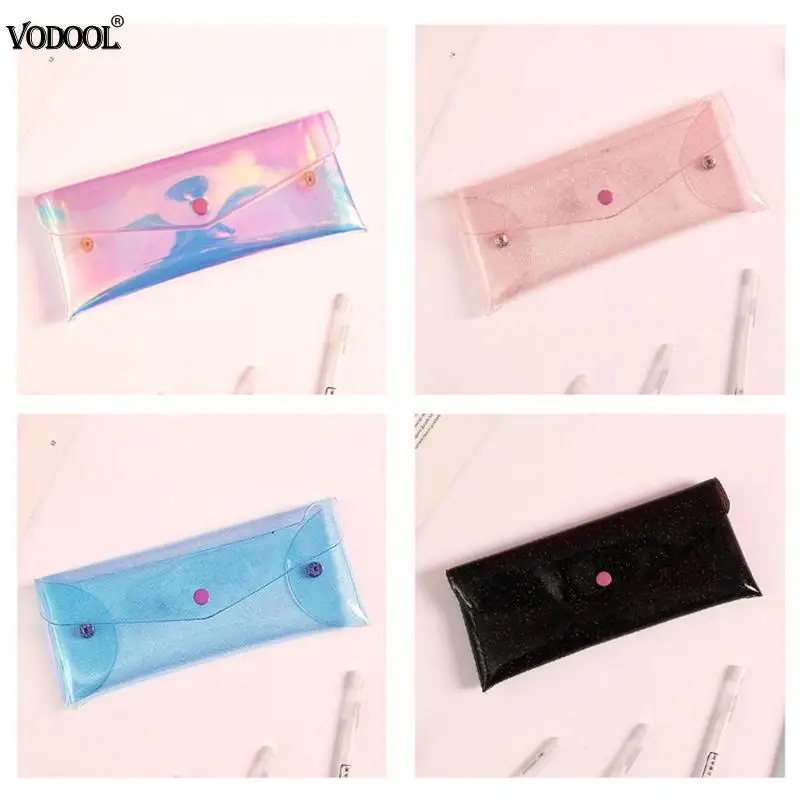 VODOOL Прозрачный лазерный пенал для карандашей квадратный макияж канцелярский держатель для хранения сумка для ручек студенческие подарки для девочек