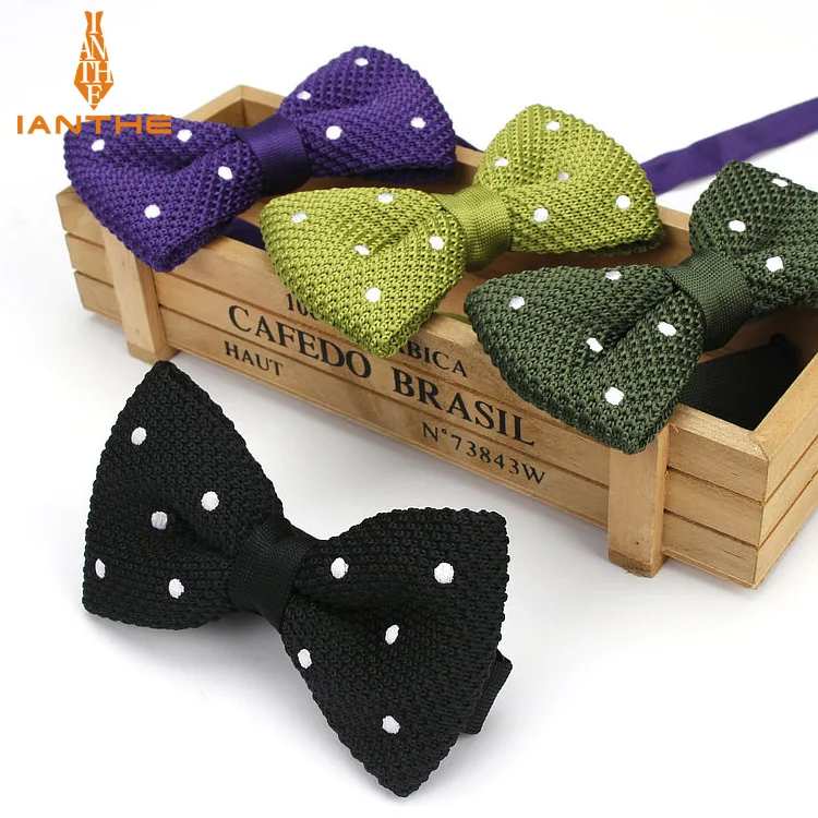 

Knitted Mens Bow Tie Men Leisure Polka Dots Bilayer Bow Ties for Men Wedding Party Classic Wedding Burgundy Burtterfly Bowtie