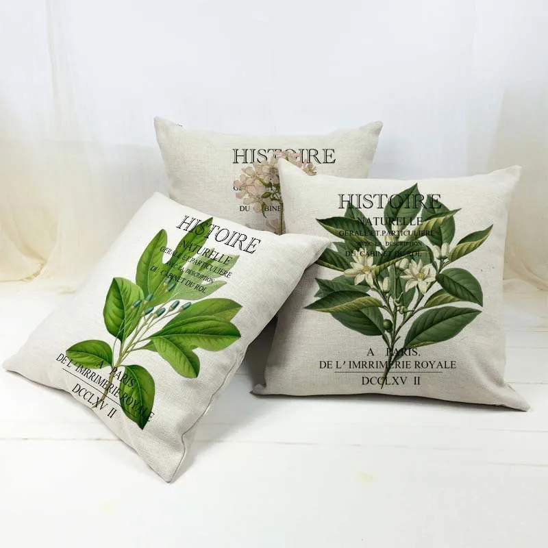 

New Paris design/leaf/plants/throw pillow case/cotton and linen/classical natural style/decorative cushion cover/natural style