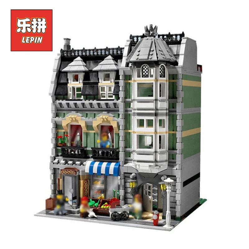 

Lepin 15008 2462Pcs City Street Green Grocer Model Building Kits Blocks Bricks Compatible 10185 legoing Educational kids toys