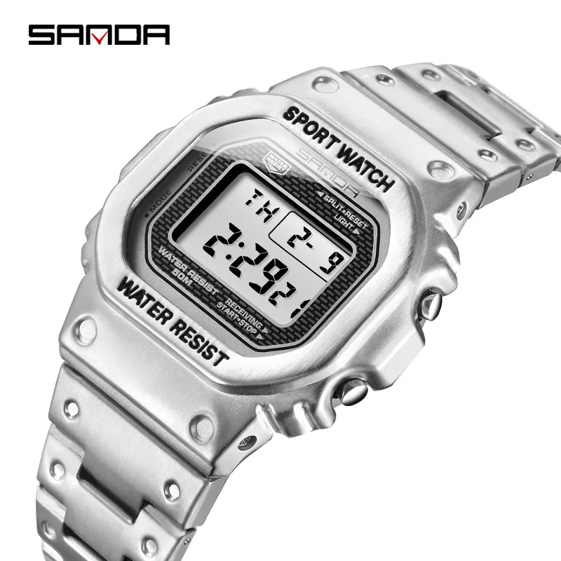 SANDA водонепроницаемые цифровые часы для мужчин модные уличные спортивные наручные часы Топ бренд хронограф обратного отсчета мужские часы будильник