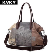 KVKY винтажная Женская Брезентовая сумка, брендовая модная повседневная вместительная сумка-хобо, женские сумки через плечо, трапециевидные сумки на плечо с рюшами