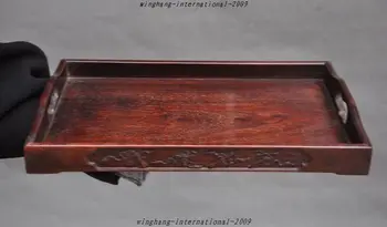 

christmas Old Chinese Huanghuali Wood Carved eight treasures 8 Symbol tray Pallets plate halloween