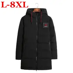 Новые Большие размеры 10XL9XL ветрозащитный толстый зимний мужской пуховая куртка брендовая одежда с капюшоном черный длинный теплый Белая