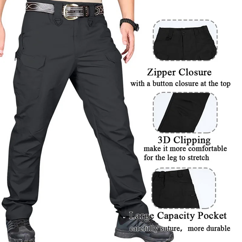 Мужские тактические брюки-карго, модные, с несколькими карманами, армейские джоггеры, спортивные штаны, повседневные, водонепроницаемые, быстросохнущие, военные, уличные брюки