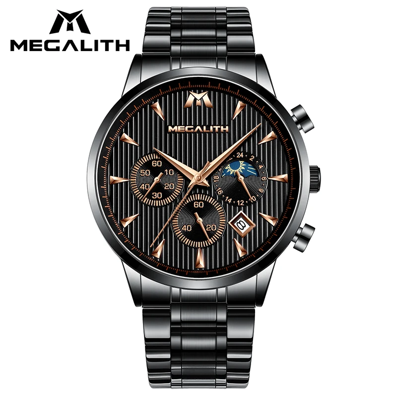 

MAGELITH New Mens Watches Top Brand Luxury Casual Full Steel Quartz Male Clock Sport Waterproof Chronograph Wrist Watch For Men