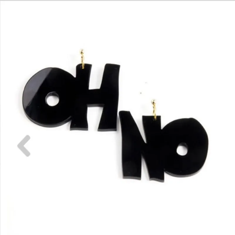 

Creative Hyperbole Letter Acrylic Earrings NO&OH Letter Dangle Earring Women Girls Night Party Jewelry