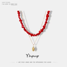 Yhpup, модный бренд, натуральный камень, многослойное ожерелье в виде ракушки, простые пляжные украшения для женщин, влюбленных, ювелирные изделия, аксессуары