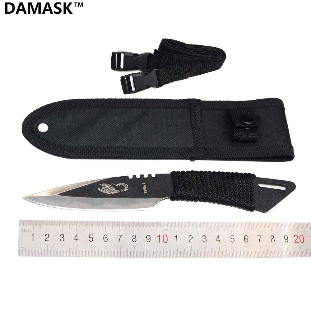 Professional Design Outdoor Survival Knife Damask Serrated Edge Fixed
