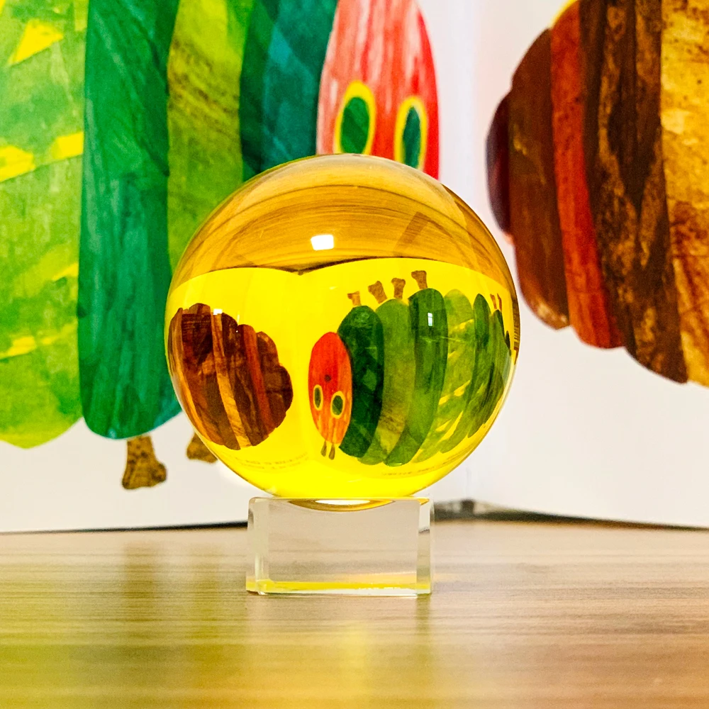 50/60# Yellow Photography Crystal Ball Glass Magic Ball Paperweight Energy Fengshui Decor Table ...