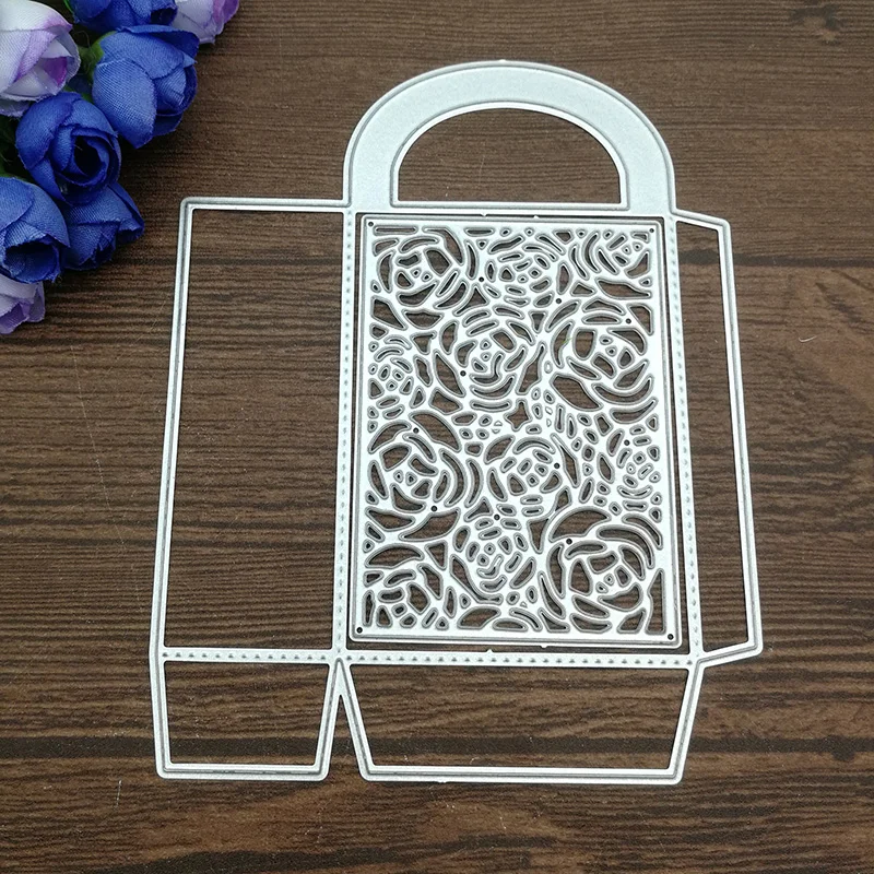 Розовая 3D Сумочка металлическая прорезной трафарет для окраски для DIY Скрапбукинг фото альбом тиснение бумажные карты ремесла высечки