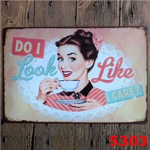 Metal Tin Sign do i look like i care Bar Pub Home Vintage Retro Poster Cafe ART