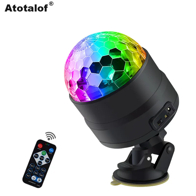 Atotalof USB LED Bar Stage Lighting RGB Mini Disco Ball Light Sound Activated DJ Projector Party Lights for Car Home KTV