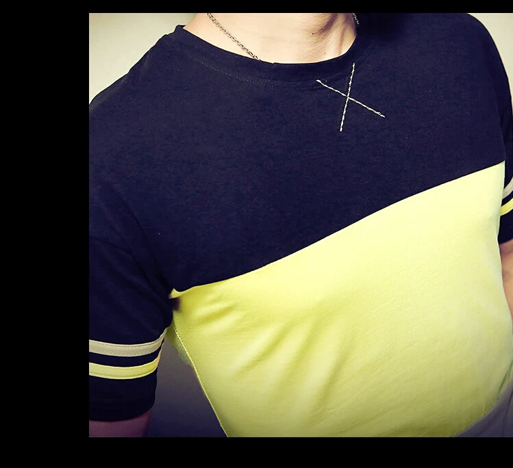 Новая модная брендовая мужская футболка с коротким рукавом, Весенняя Лоскутная футболка с круглым вырезом, Мужская футболка, горячая Распродажа размера плюс, футболки, M-5XL