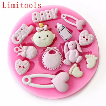 Baby Shower Party 3D Silicone Fondant Mold For Cake Decorating silicone mold Fondant Cake sugar craft Moulds Tools
