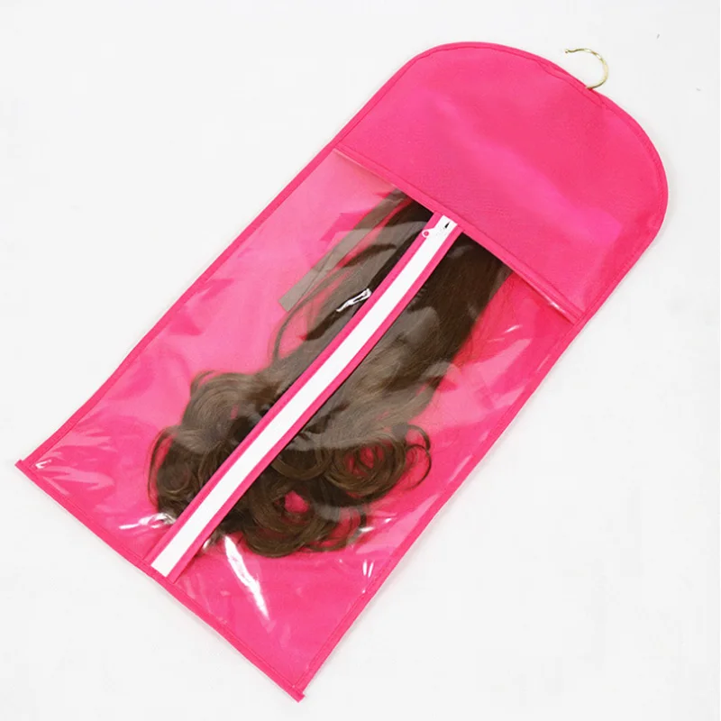 

1 Set Rose Color Hair Extensions Storage Bag Wig Hanger Hair Extension Package Suit Case Bags for Hair Weft Extensions