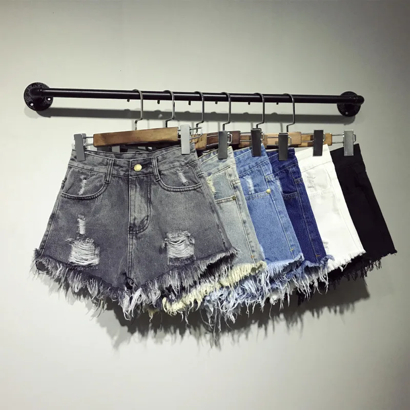 

Cotton Solid Skinny Zipper Fly Women Through Denim Female Summer Big Irregular Flash High Waist Short Jeans 2019 New Arrival