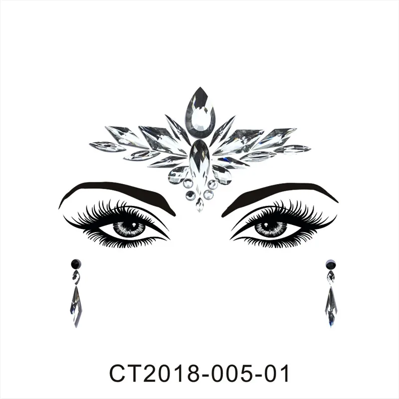 Fashion Eyebrow Face Body Art Adhesive Crystal Glitter Jewels Festival Party DIY Eye Tattoo Stickers Night Club Facial Makeup