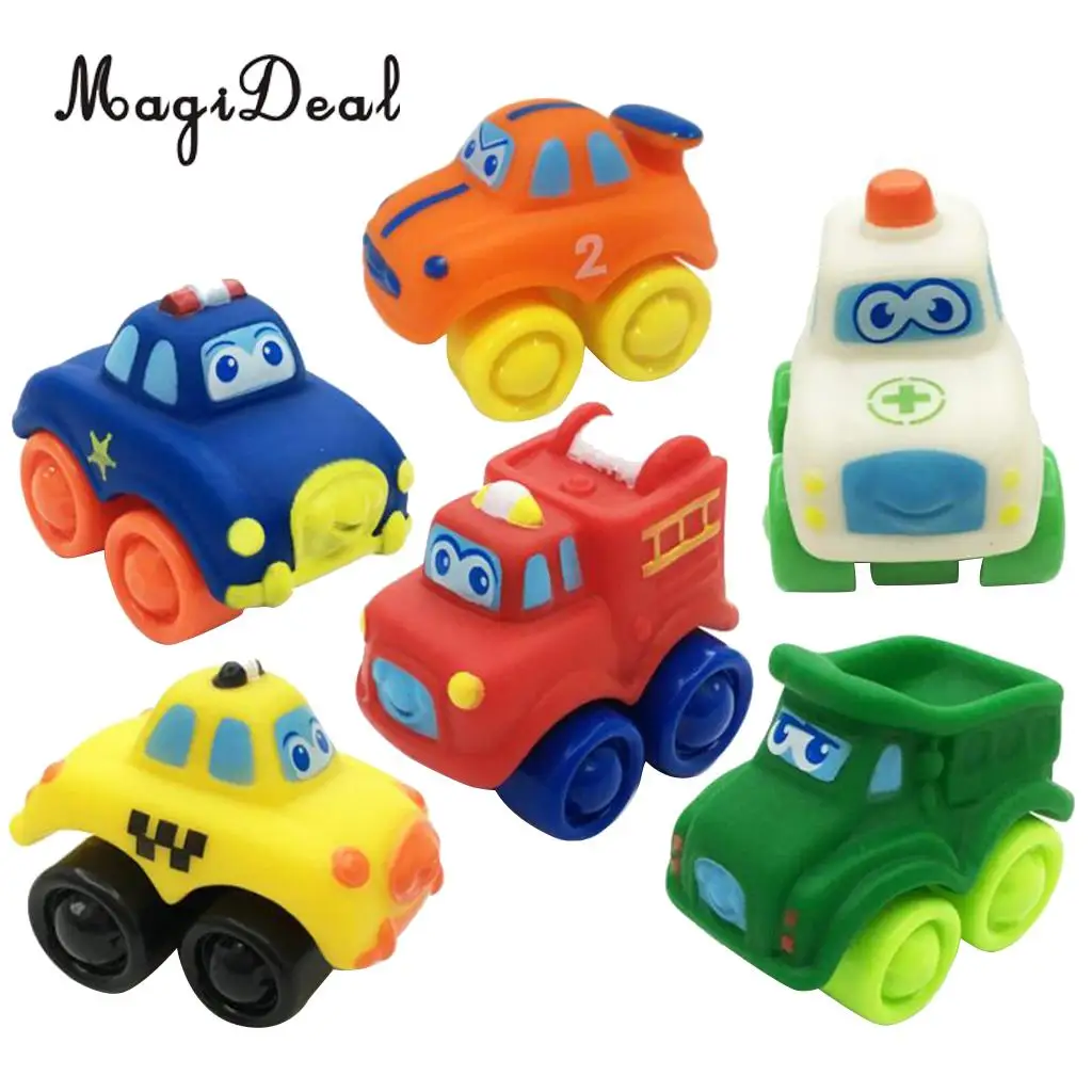 MagiDeal Hot Sale 6 Pieces Kids Children Baby Rubber Plastic Model Car Vehicle Educational Toy Great Birthday Christmas Gift