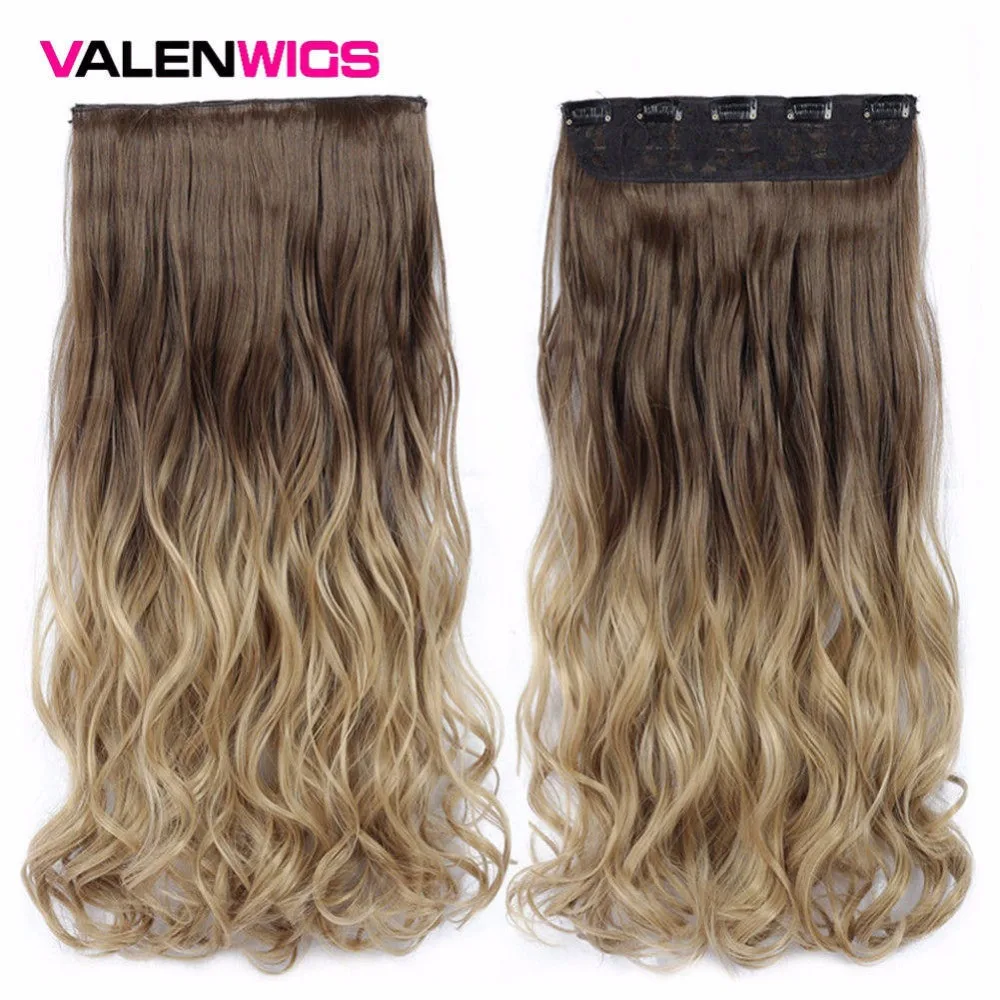 Valen парики Длинные Синтетические волосы термостойкие накладные волосы цельный зажим в одной части заколки-невидимки 5 клипов 22 дюйма