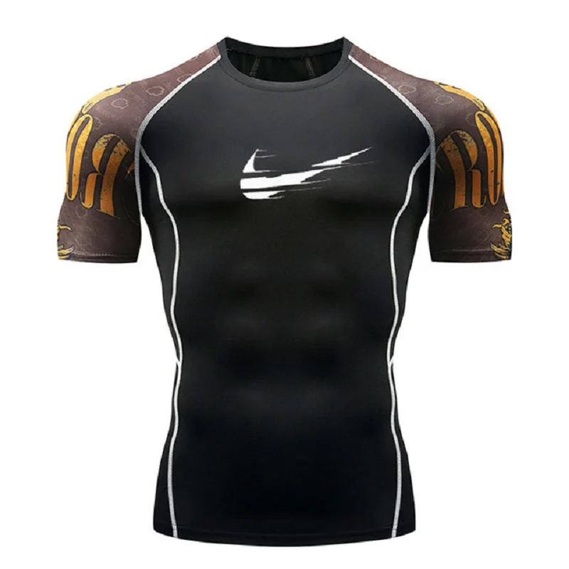 Rashguard männer Kurzarm Laufhose T-Shirt Sport männer Lauf Fitness Sportswear Bodybuilding Marke Kompression Shirt