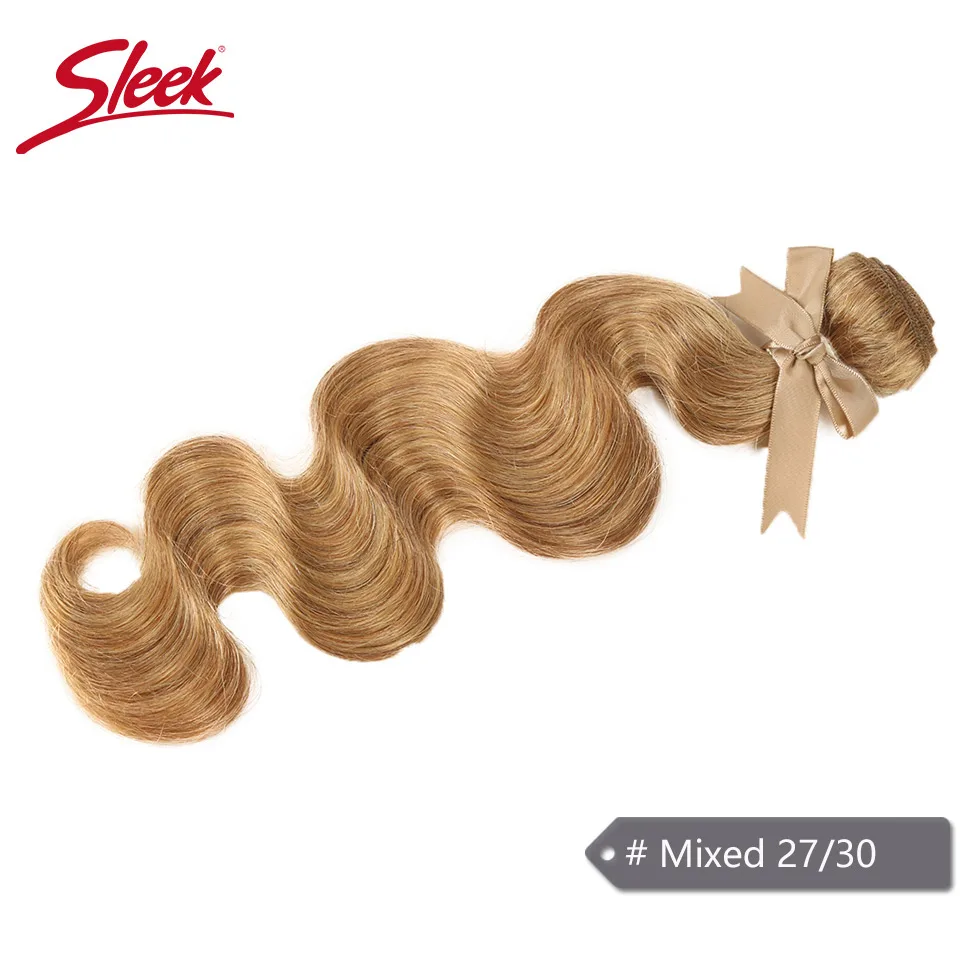 Гладкий норковый блонд, 27and 613, бразильские волнистые волосы remy, волнистые пряди для наращивания, 10-26 дюймов - Цвет: mixed 27-30