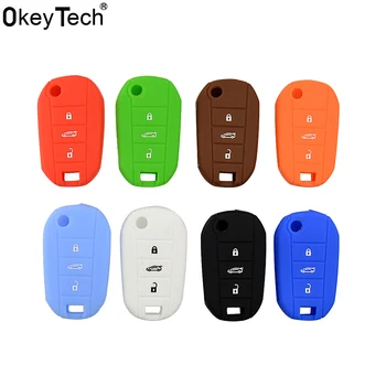 

OkeyTech Silicone Rubber Car Key Cover Case Bag Holder Shell for Citroen C4 CACTUS C5 C3 C4L For Peugeot 508 301 2008 3008 408