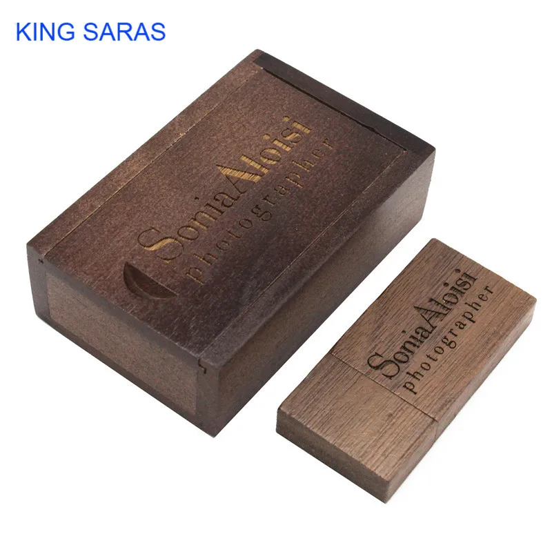 KING SARAS деревянный+ коробка персональный логотип usb флэш-накопитель 4 ГБ 8 ГБ 16 ГБ 32 ГБ 64 ГБ usb 2,0 фотография подарок