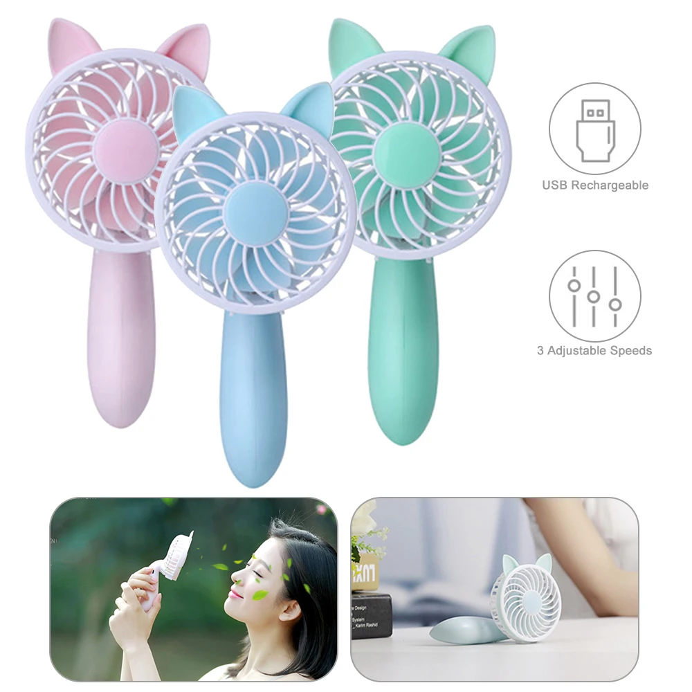 

1pc Handheld Personal Mini Fan Desk USB Rechargeable Portable Cute Cooler Fan With Adjustable 3 Speed For Office Outdoor Travel