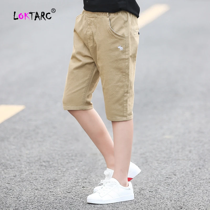 LOKTARC/шорты для мальчиков летняя одежда г. детские Узкие повседневные хлопковые брюки короткие брюки-Чино для мальчиков, детские штаны