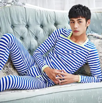 

Comfortable striped thermal underwear men's long johns men Autumn winter underwear sets thicken warm men underwear (1 Set)