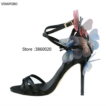 

2018 Hot Spring Summer Gladiator Shoes Woman Sweet dreamy Butterfly Sandals High Thin Heels Designer Woman Runway Party Sandals