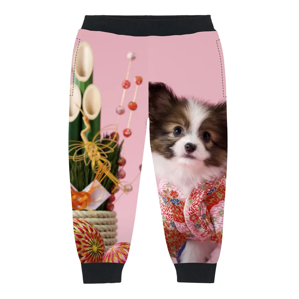 Vintage Puppy dog print Girls Pant Elastic Waist Baby Girls Trousers ...