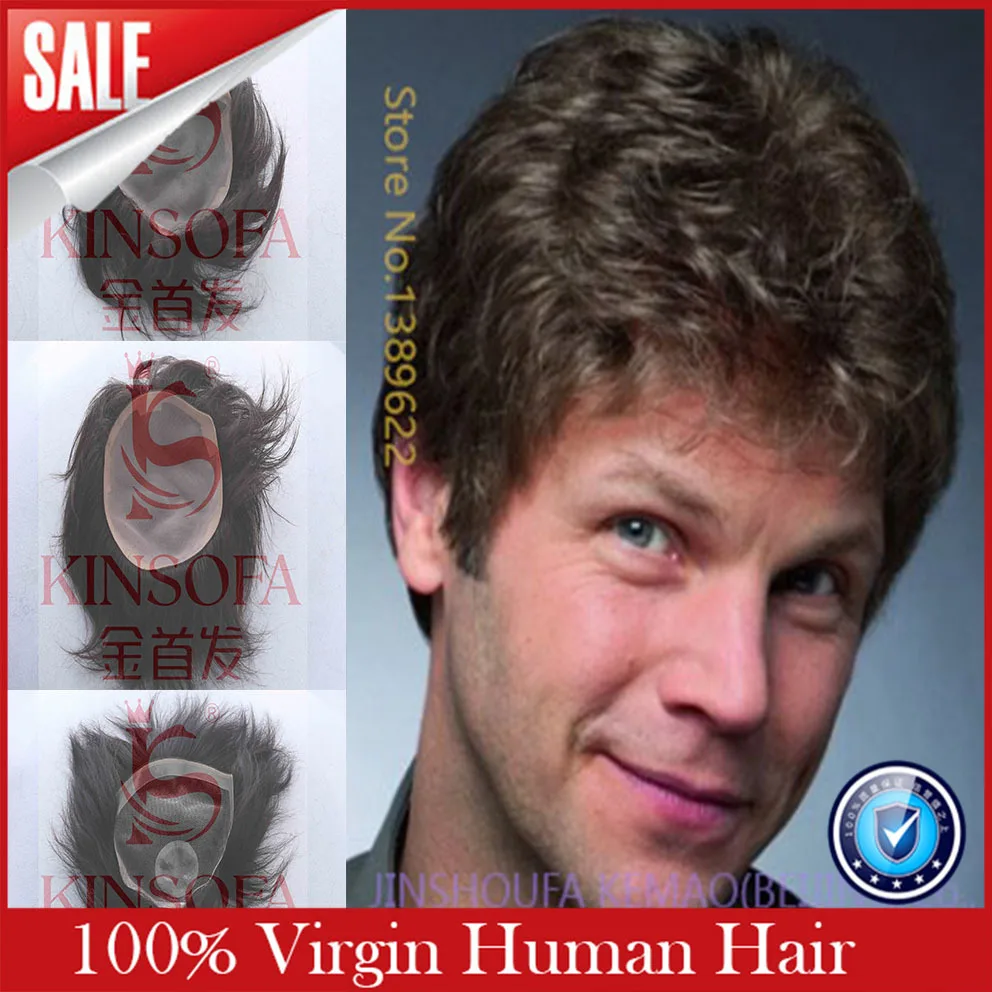 

2017 130% 7.5" X 9.5" Top Fashion Free Shipping Brazilian Human Hair Mono Base Men's Toupee Soft Silk Tanlge Free No Shedding