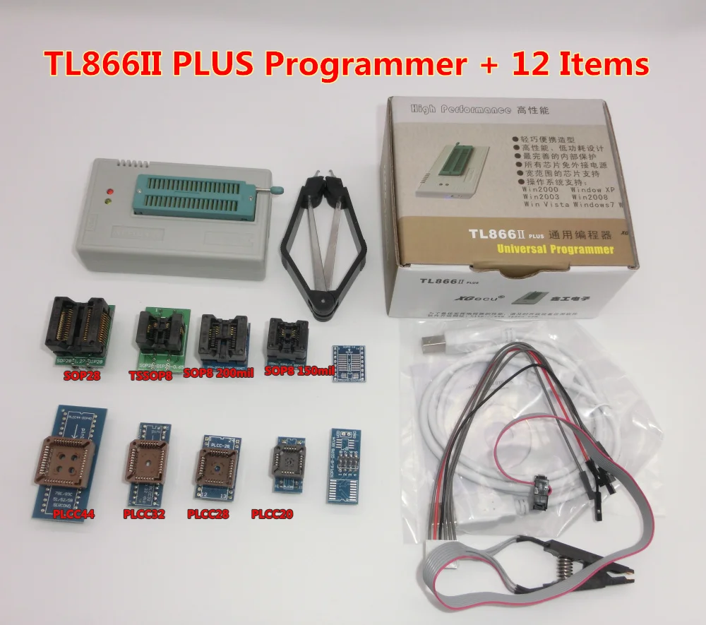 100% Оригинальный программатор TL866II PLUS + 24 адаптера IC зажим высокоскоростной AVR MCU