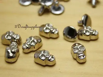 

rivets leather rivet bag clothing shoes skull 25 sets 10 mm x 7 mm nickel i17