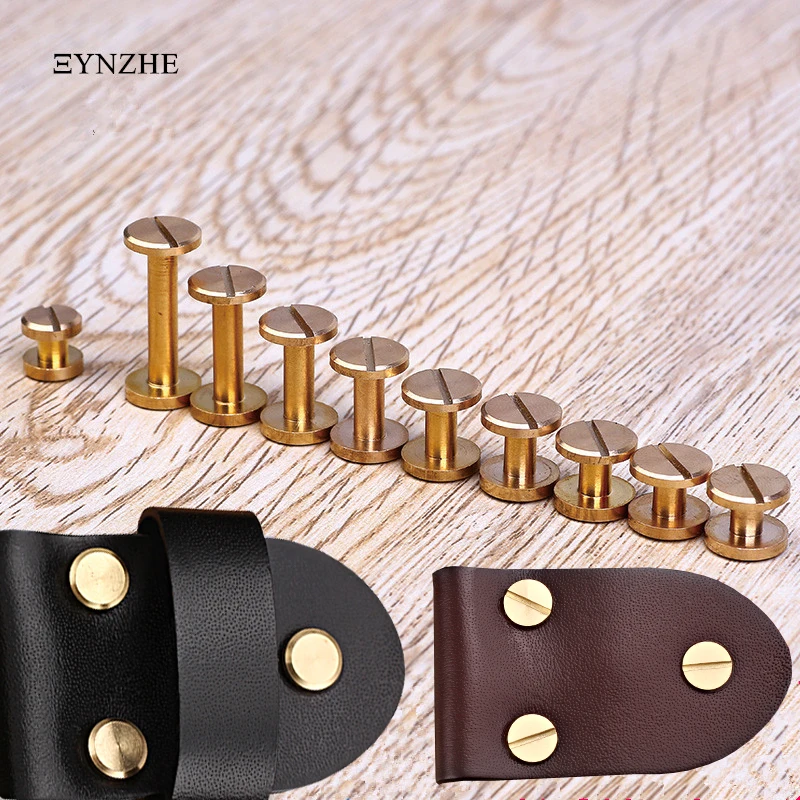

XUNZHE 4- 12mm 10pcs Luggage Leather metal Craft Solid Screw Nail Rivet Double Flat Head Belt/strap Rivets Copper great quality