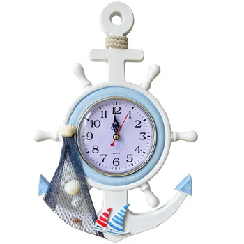 

DIY Electronic wall clock Reloj Mediterranean Wooden sailing Rudder quartz clock Home Room Kitchen Decoration Hanging Wall Clock