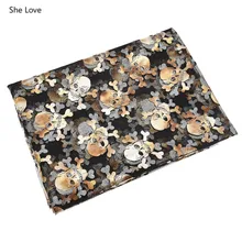 She Love Череп печатная сетчатая ткань Хэллоуин пэчворк Diy украшения Аппаратные Швейные аксессуары