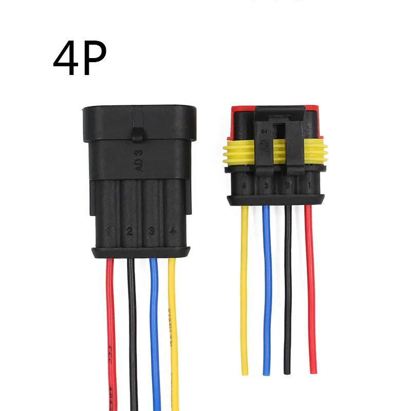 1 комплект AMP 1P 2P 3P 4P 5P 6P водонепроницаемый Электрический авто разъем штекер с проводом Жгут кабеля для автомобиля мотоцикла - Цвет: 4P