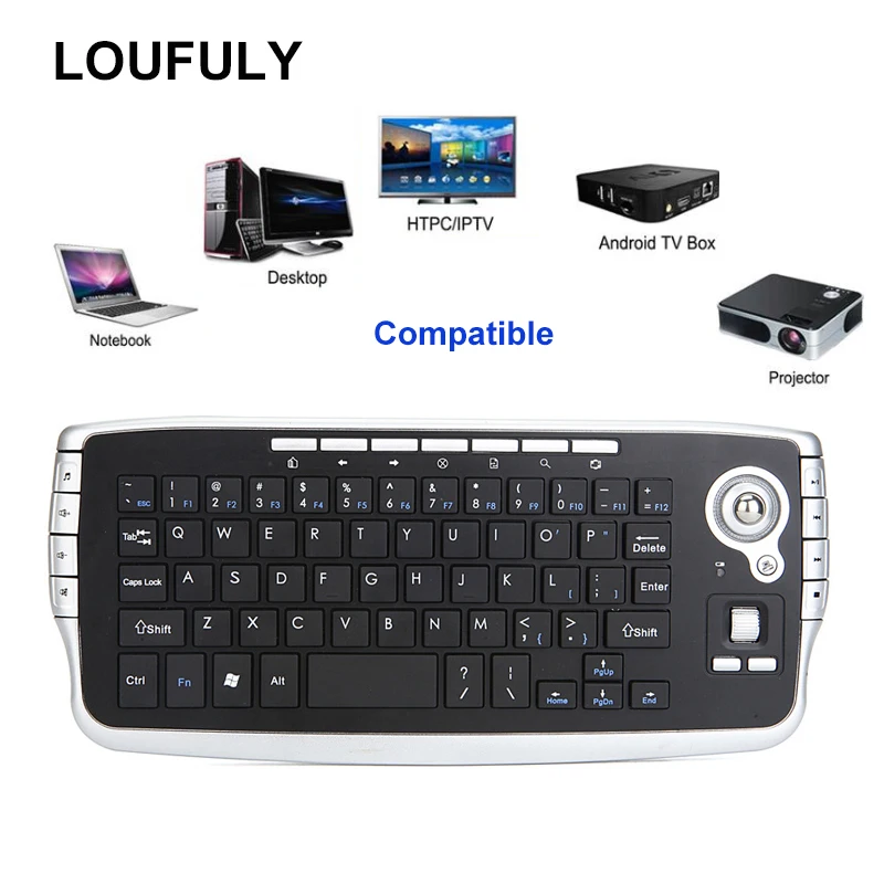 

Loufuly Keyboard Wireless 2.4G Trackball Keyboard With Fly Air Mouse Multifunctional For Android TV BOX Scroll Wheel For Desktop