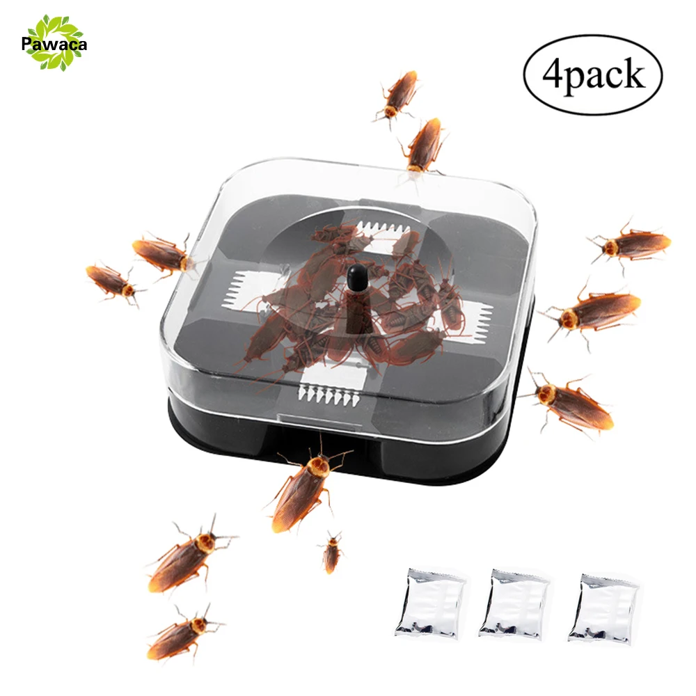 

Reusable Plastic Non-Toxic Eco Blue Color Cockroach Bug Roach Motel Catcher Catch Insect Pest Killer Bait Trap Traps with 3 Bait