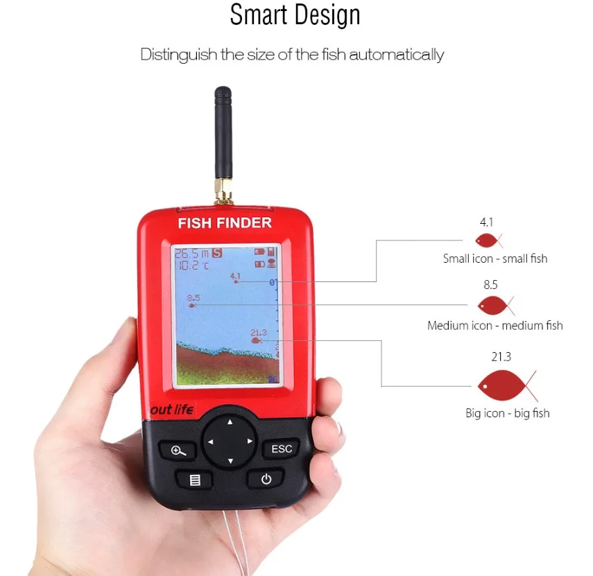 الذكية المحمولة عمق صياد السمك مع 100 M اللاسلكية الاستشعار سونار السونار Fishfinder FI1003