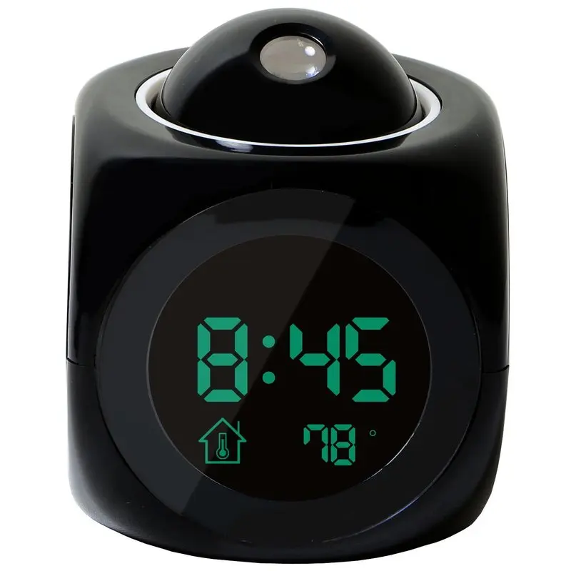 

1pcs LCD Voice Talking Black White Alarm Clock Multi-function Plastic Digital LED Projection Temperature Durable Clock Alarm