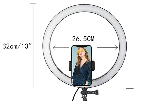Кольцевой светильник для селфи 5, 9, 13 дюймов, 3200 K-5600 K, светодиодный светильник для фотосъемки, 3 цвета, режим для YouTube, видео, макияж, фото, Anillo De Luz светильник - Цвет: Красный