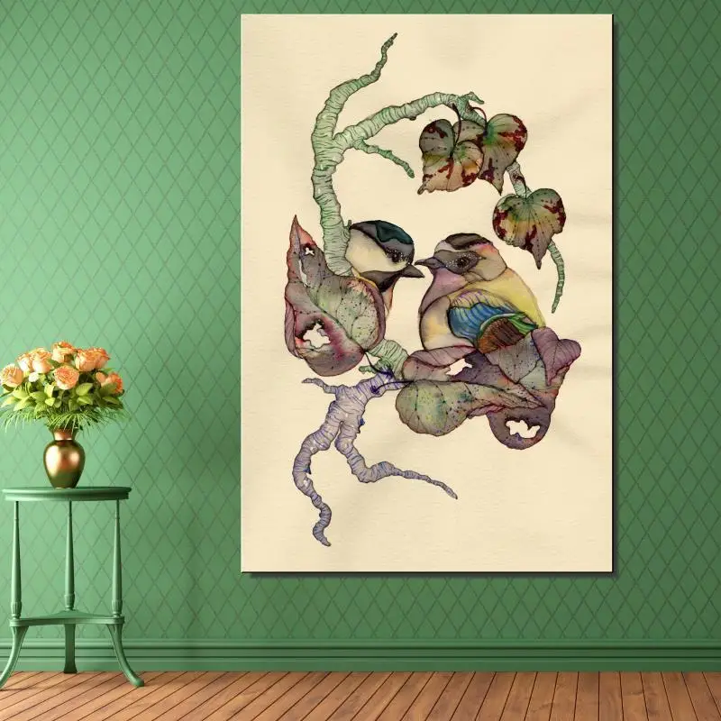 Bird thrush Animal Traditional Chinese Canvas Oil painting Frameless