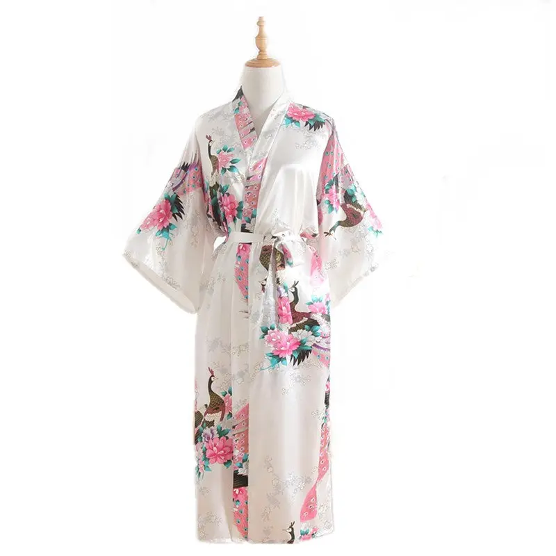 Сексуальное Новое винтажное женское кимоно, халат, длинная ночная рубашка с принтом, новинка, одежда для сна с v-образным вырезом, женская пижама, халат, один размер